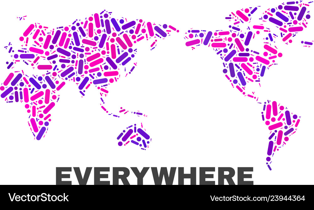 Mosaic world map of dots and lines Mosaic world map of dots and lines Vector Image