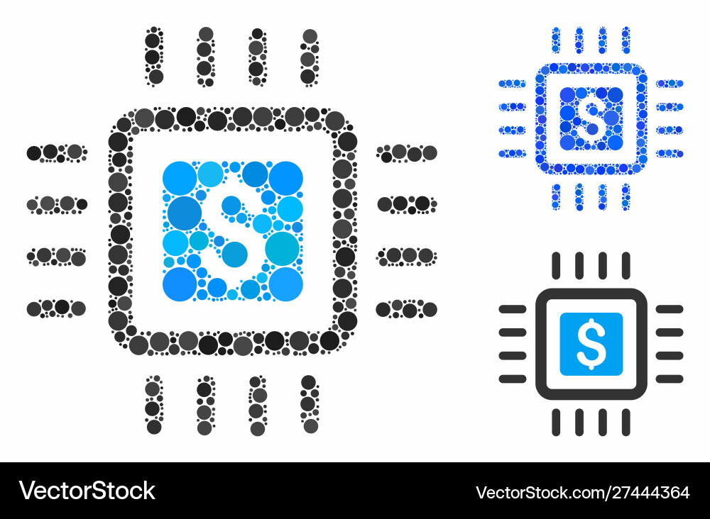 Processor price composition icon round dots Processor price composition icon round dots vector image