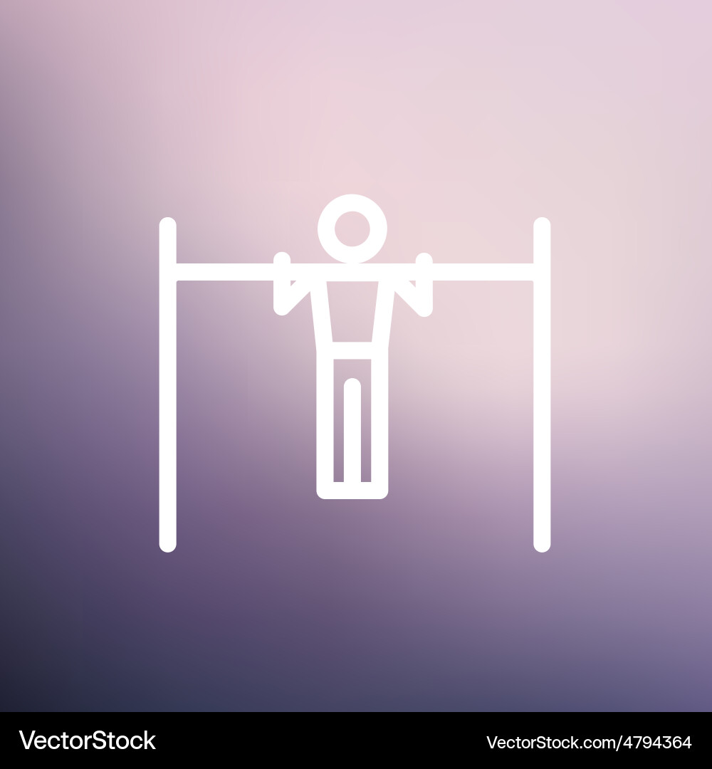 Pull up exercise in bar thin line icon vector image
