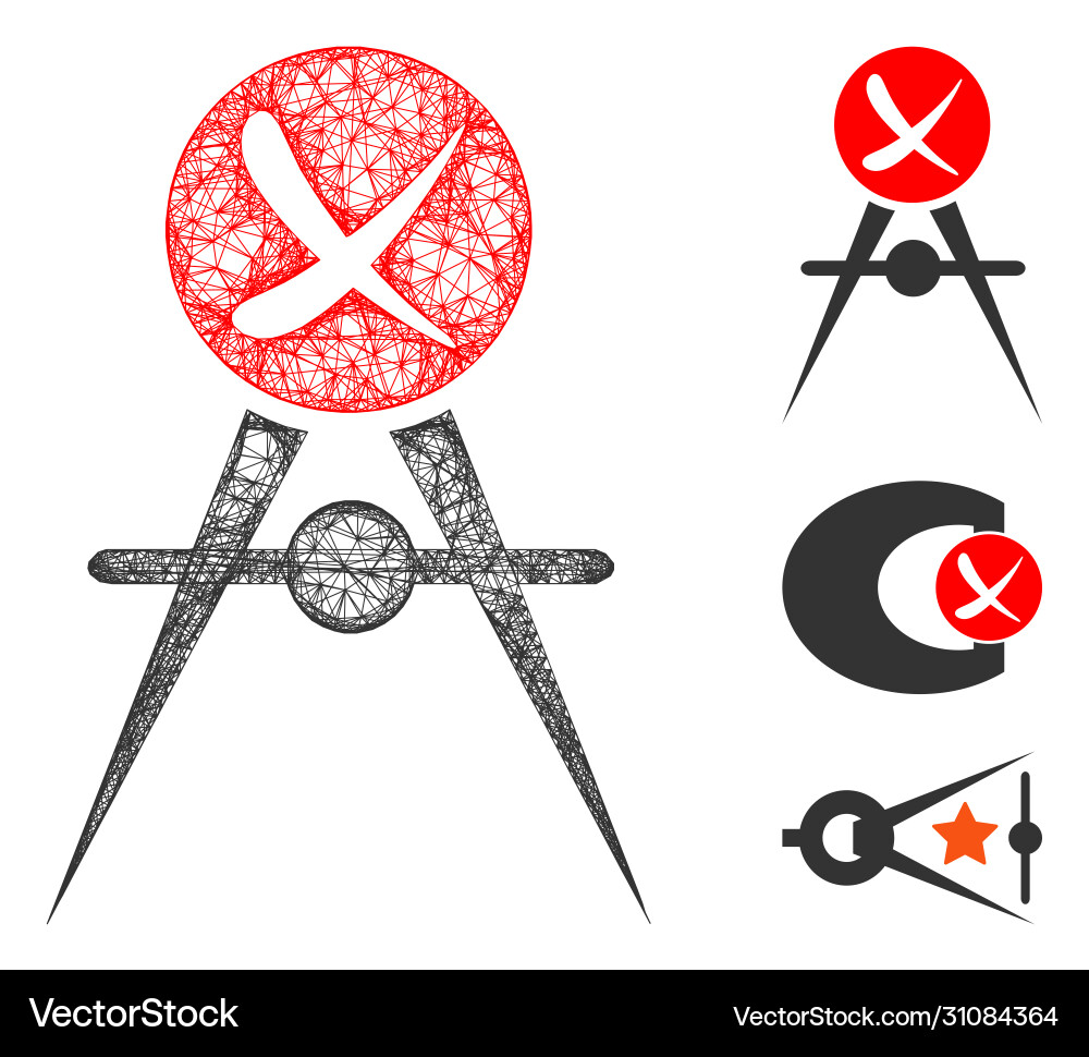 Quality control failed polygonal web mesh vector image
