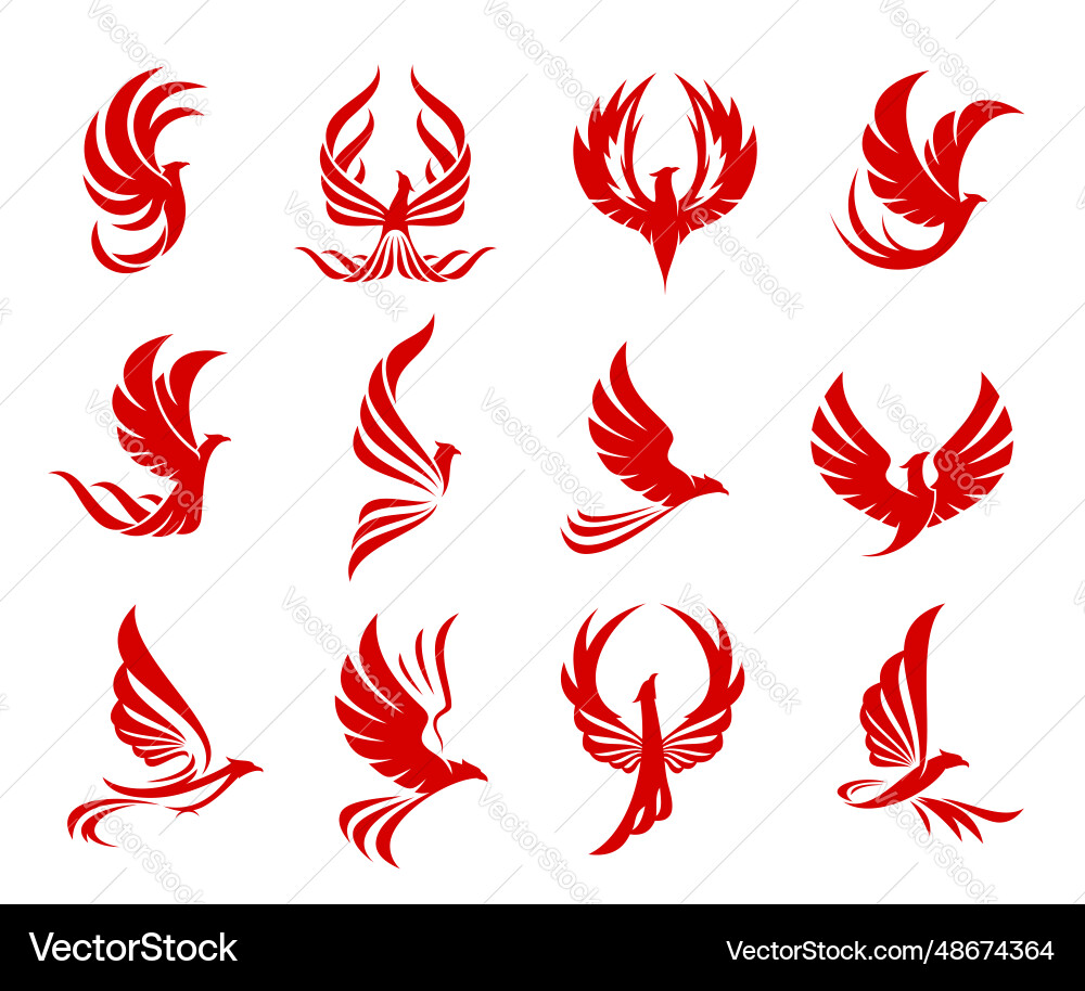 Red Phoenix Firebird Icon Vector Image