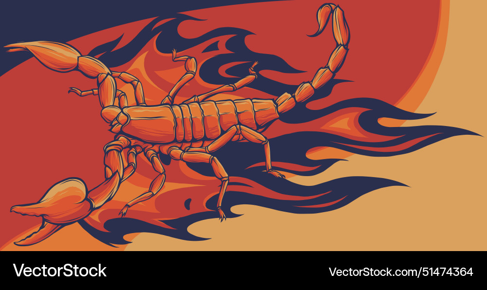 Scorpion with flames design Royalty Free Vector Image