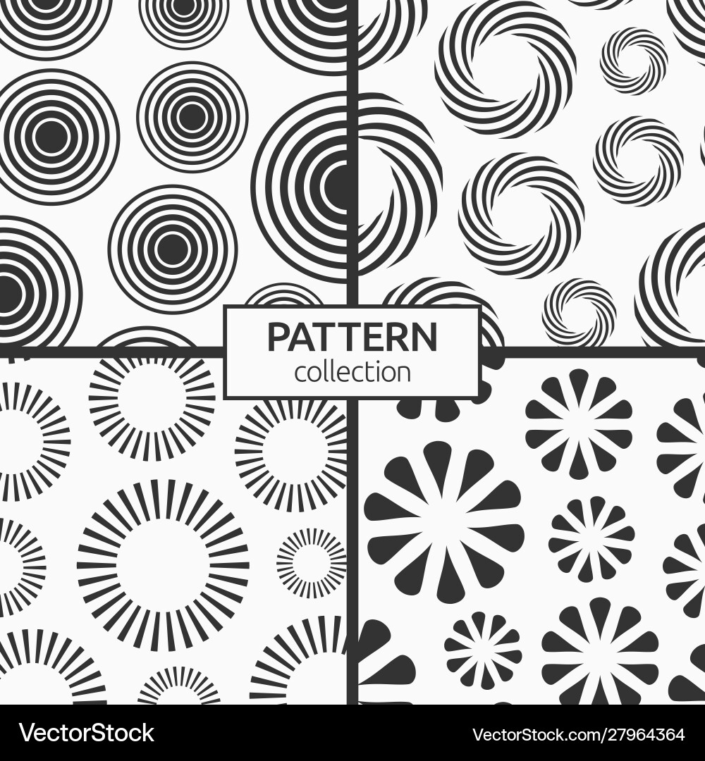 Set four seamless patterns repeating round Set four seamless patterns repeating round vector image