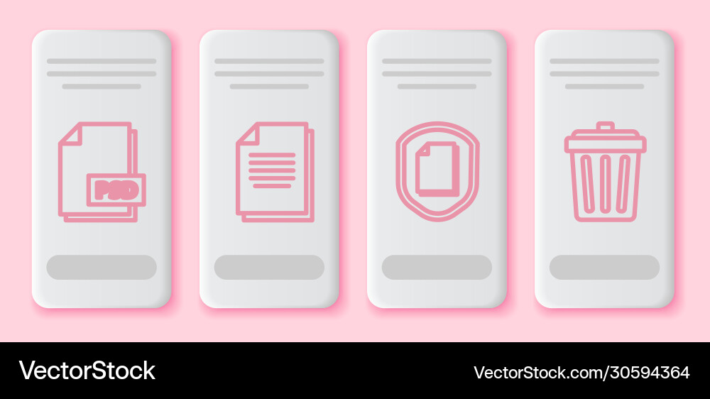 Set line psd file document Set line psd file document vector image