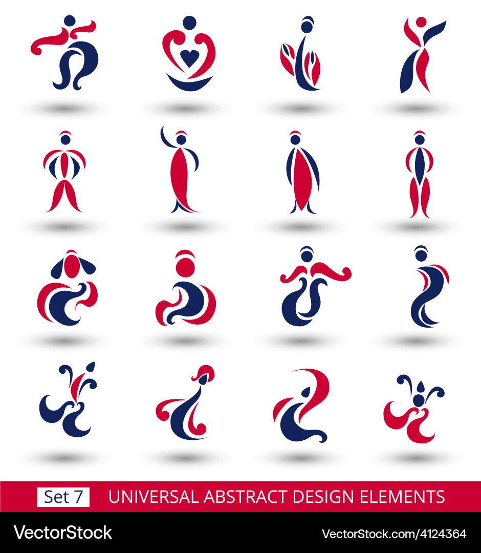 Set of different abstract flat red elements vector image