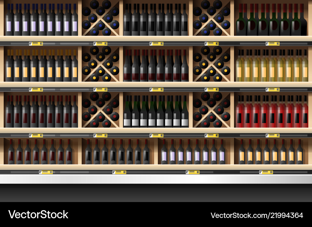 Wine Bottles on Shelf Display vector image