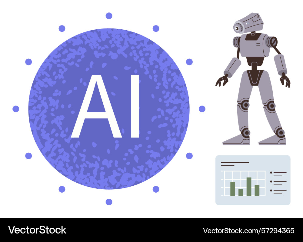 Artificial intelligence concept with robot ai Artificial intelligence concept with robot ai vector image