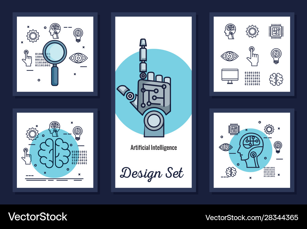 Bundle designs intelligence artificial and set Bundle designs intelligence artificial and set vector image