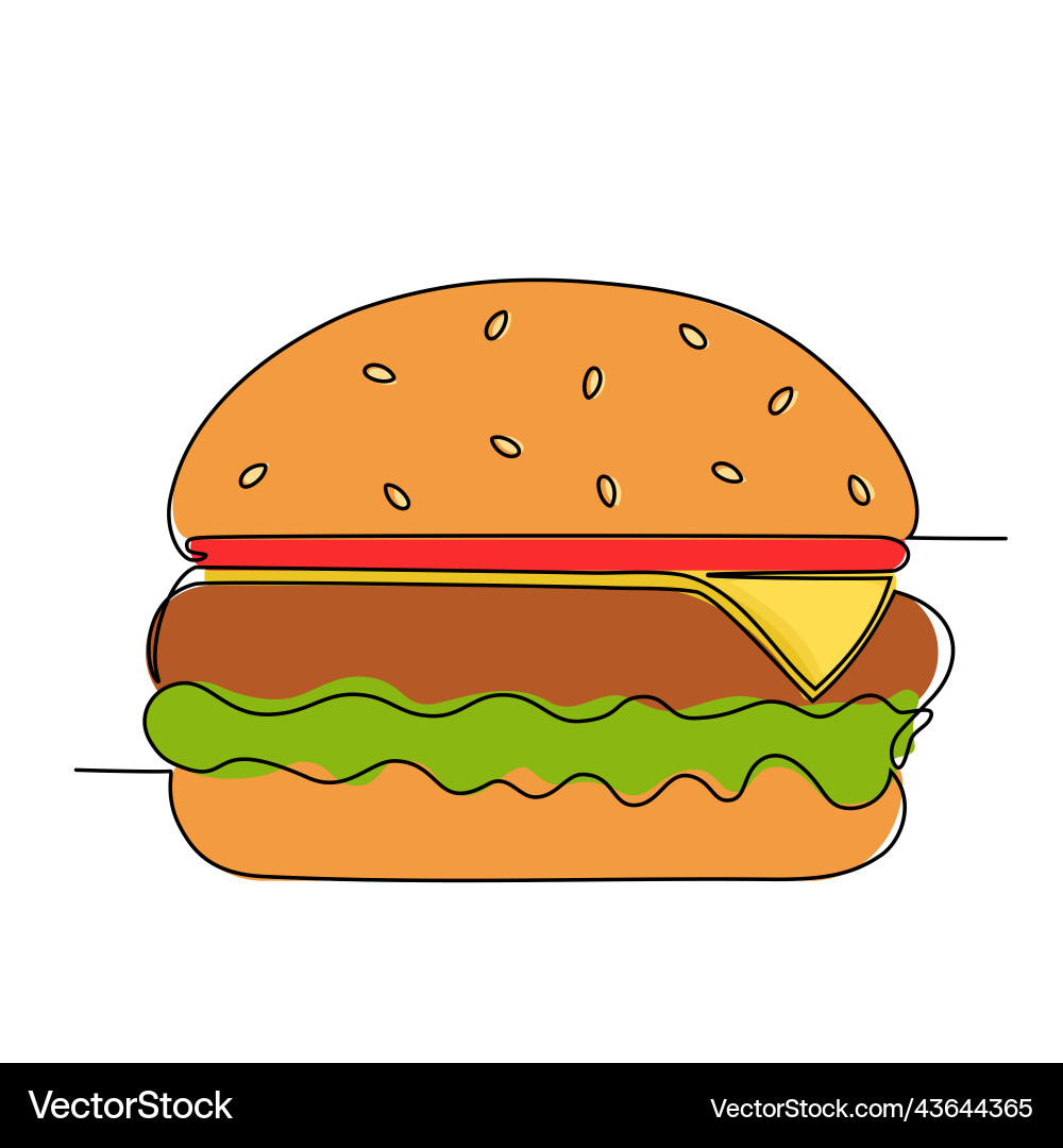 Continuous line drawing of delicious appetizing Continuous line drawing of delicious appetizing Vector Image