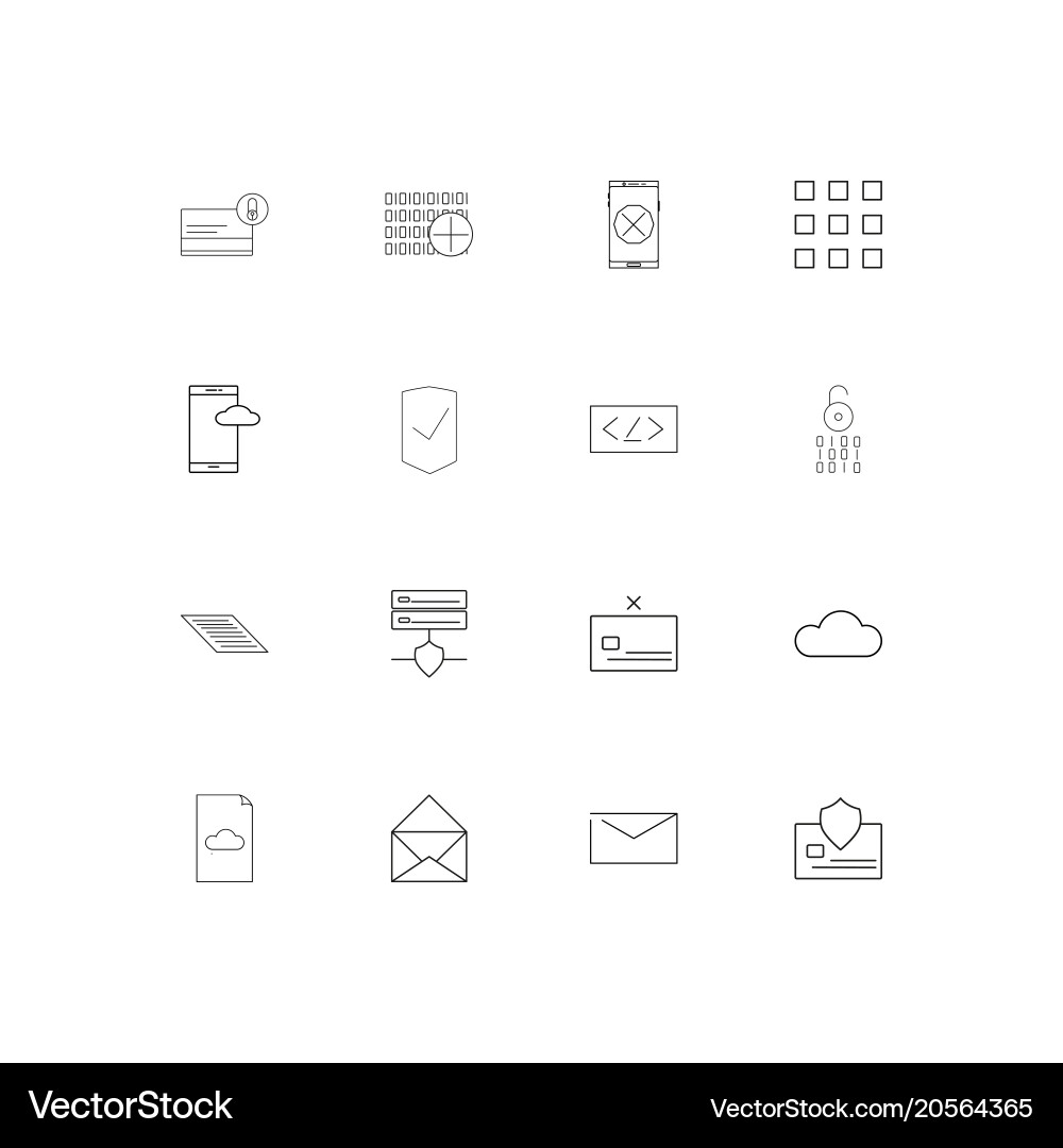 Cyber security simple linear icons set outlined vector image
