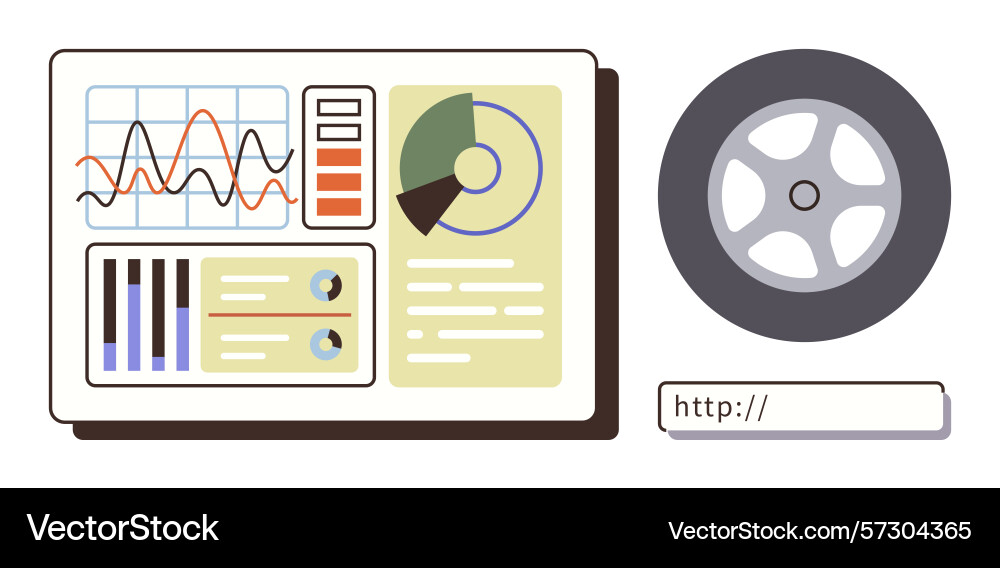 Data analytics dashboard with graphs and charts Data analytics dashboard with graphs and charts vector image