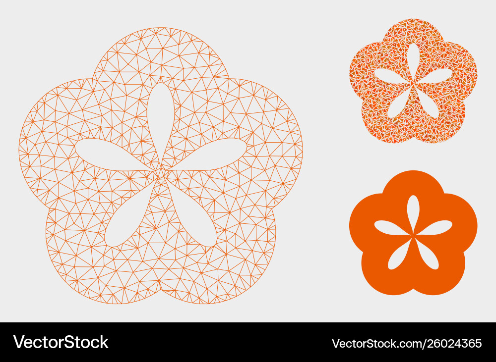 Flower mesh network model and triangle Vector Image