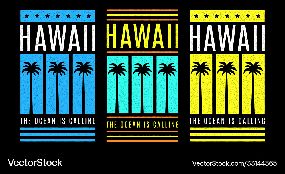 Hawaii retro print vintage grunge palms Hawaii retro print vintage grunge palms vector image