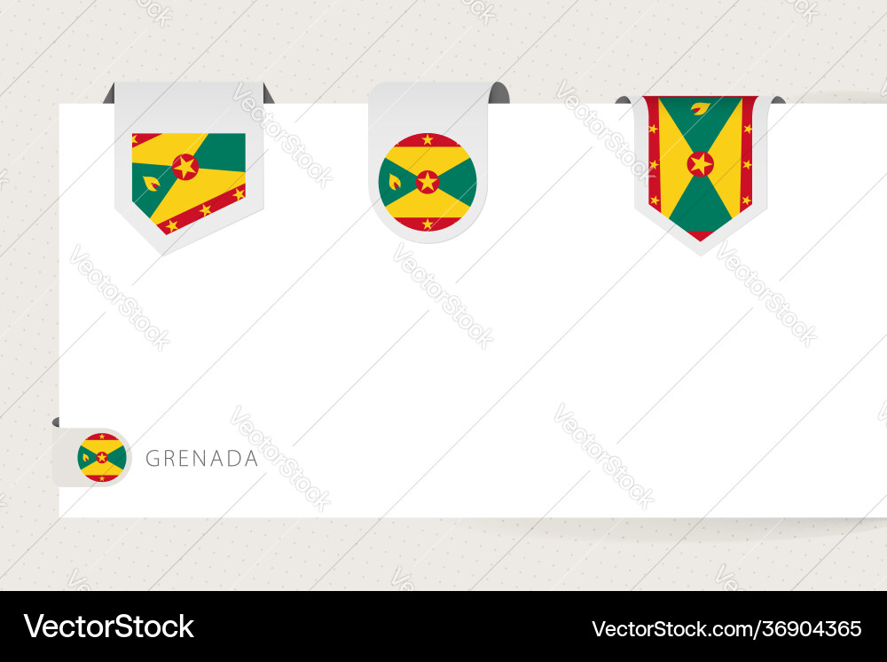 Label flag collection grenada in different vector image