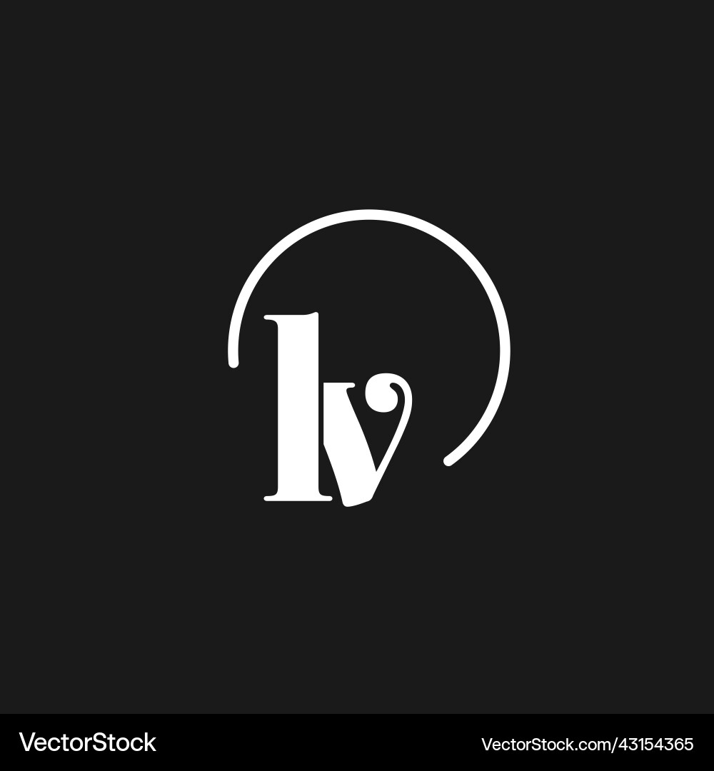 Lv logo initials monogram with circular lines Vector Image