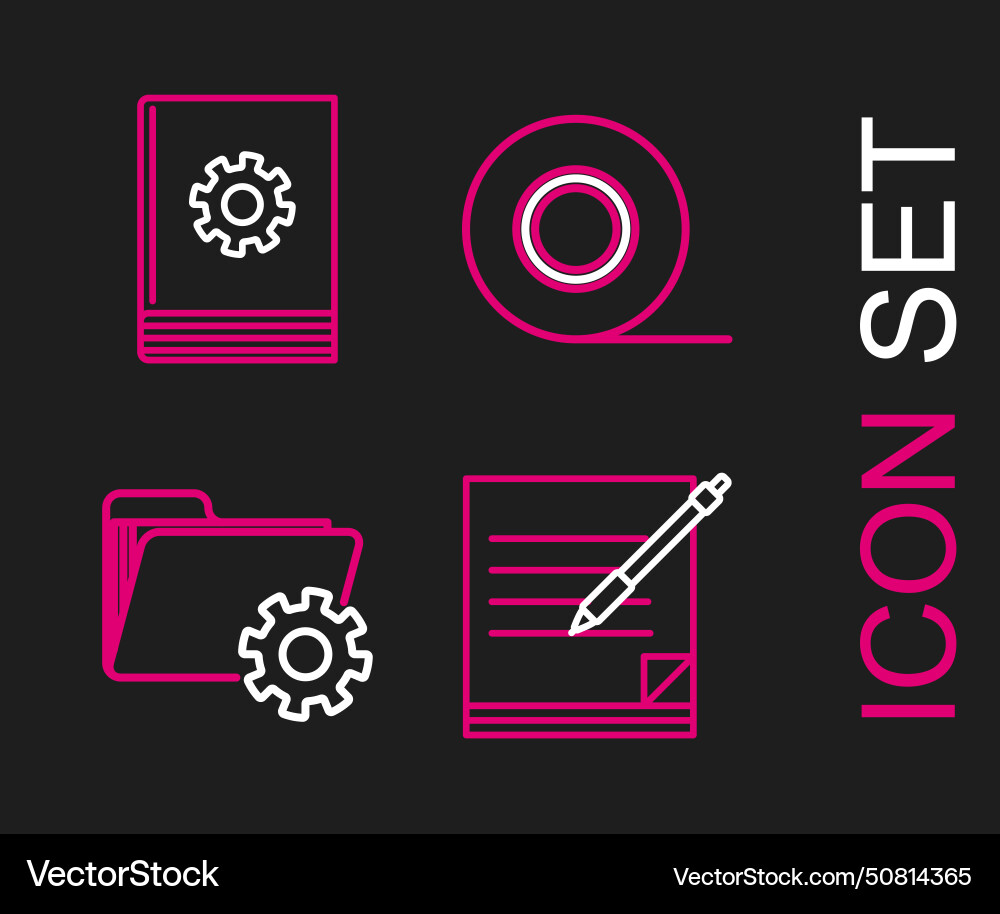 Set line blank notebook and pen folder settings Set line blank notebook and pen folder settings vector image