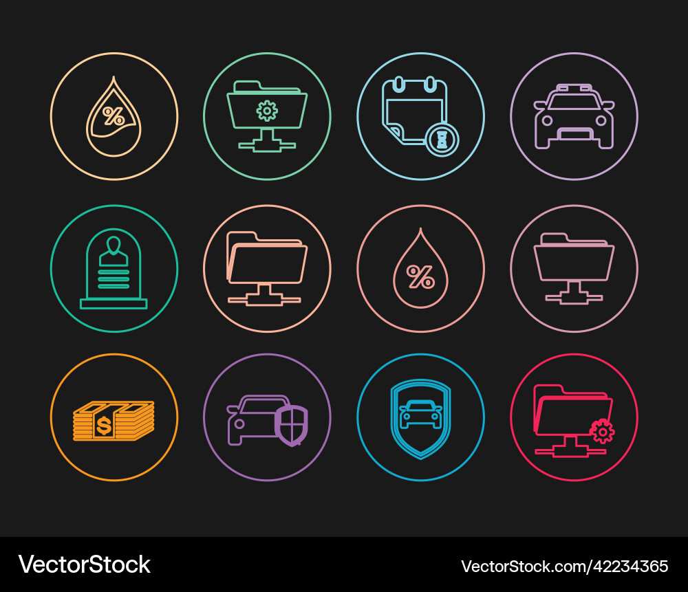 Set line ftp settings folder calendar and clock Set line ftp settings folder calendar and clock Vector Image
