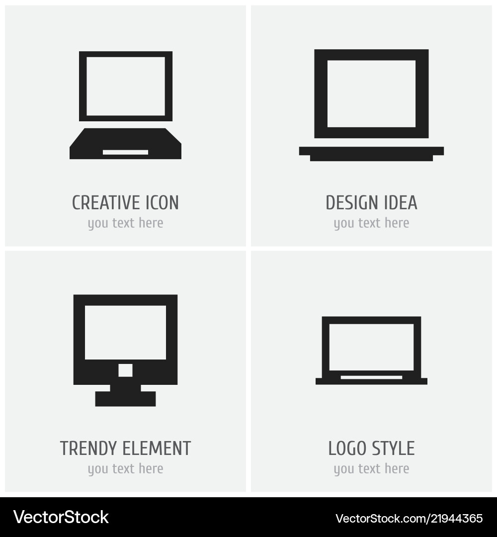 Set of 4 editable computer icons includes symbols Set of 4 editable computer icons includes symbols vector image