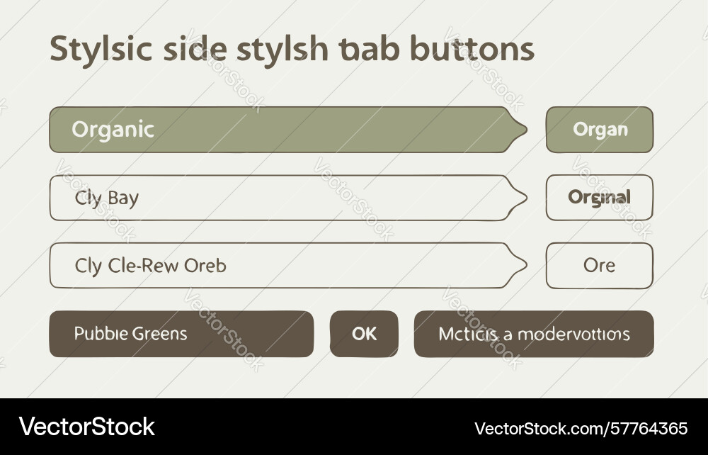 Stylish vertical tab button ui elements design vector image