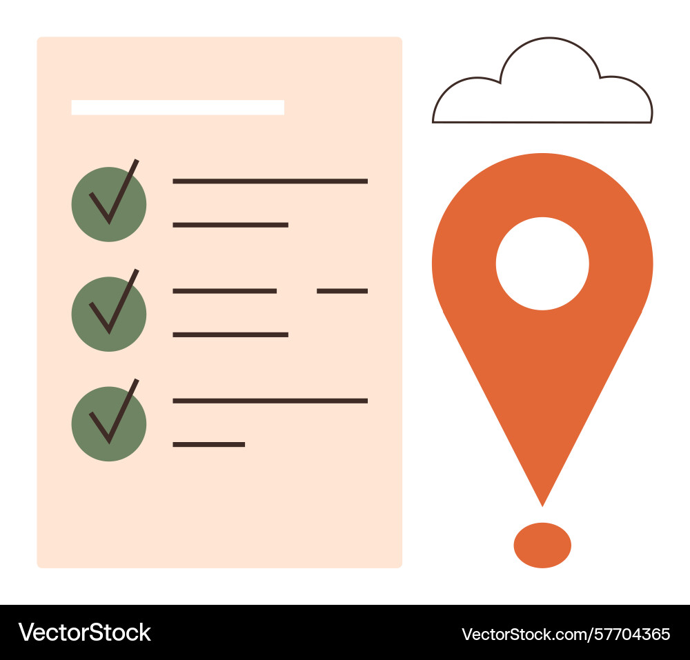 Task checklist with location pin and cloud Task checklist with location pin and cloud vector image