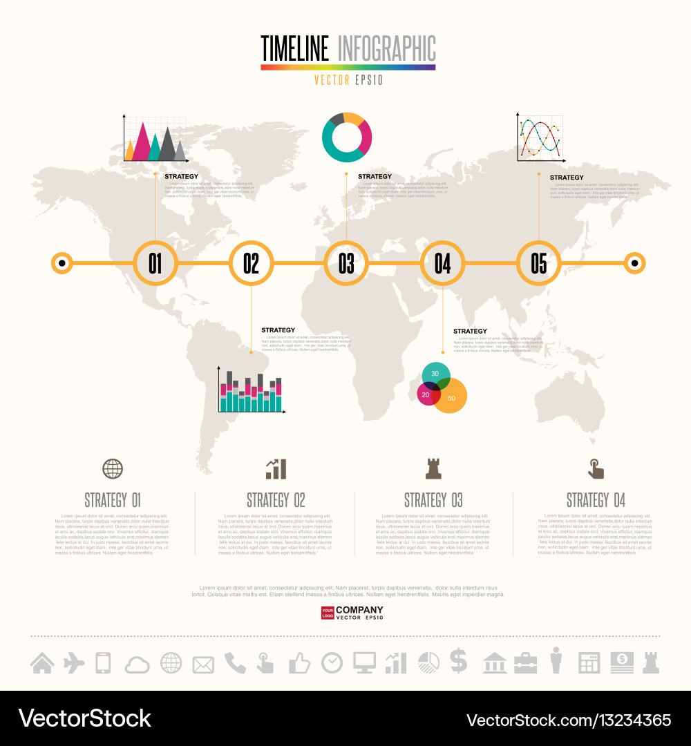 Timeline Data Visualization Template Vector Image