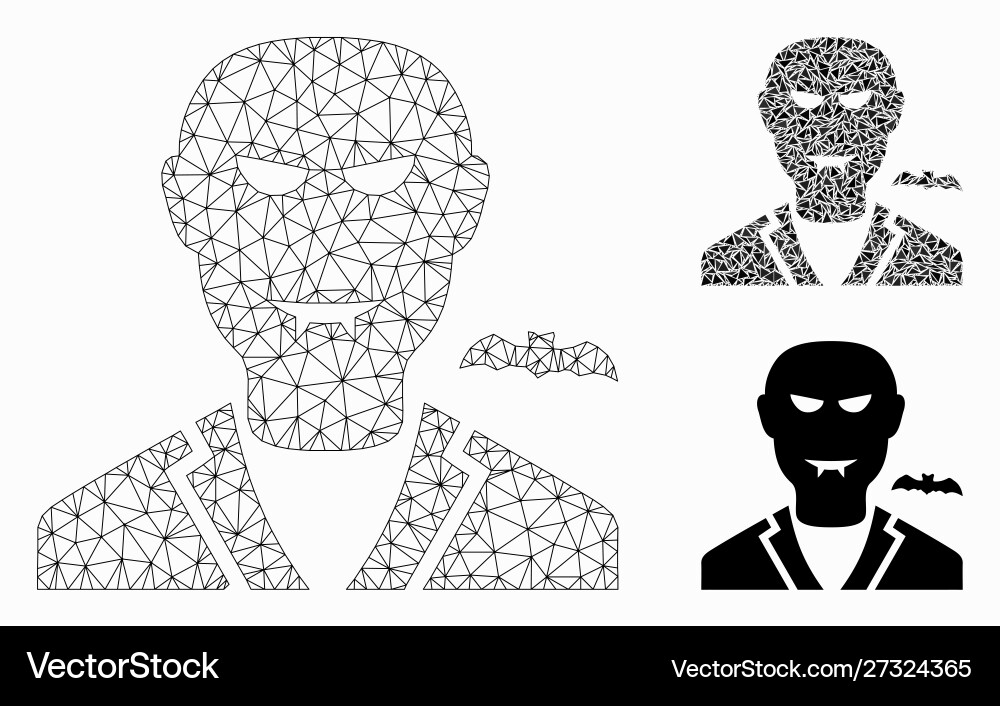 Vampire mesh 2d model and triangle mosaic Vector Image