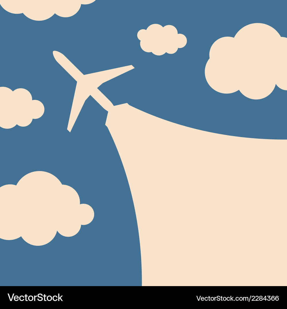 Abstract background with airplane and clouds vector image