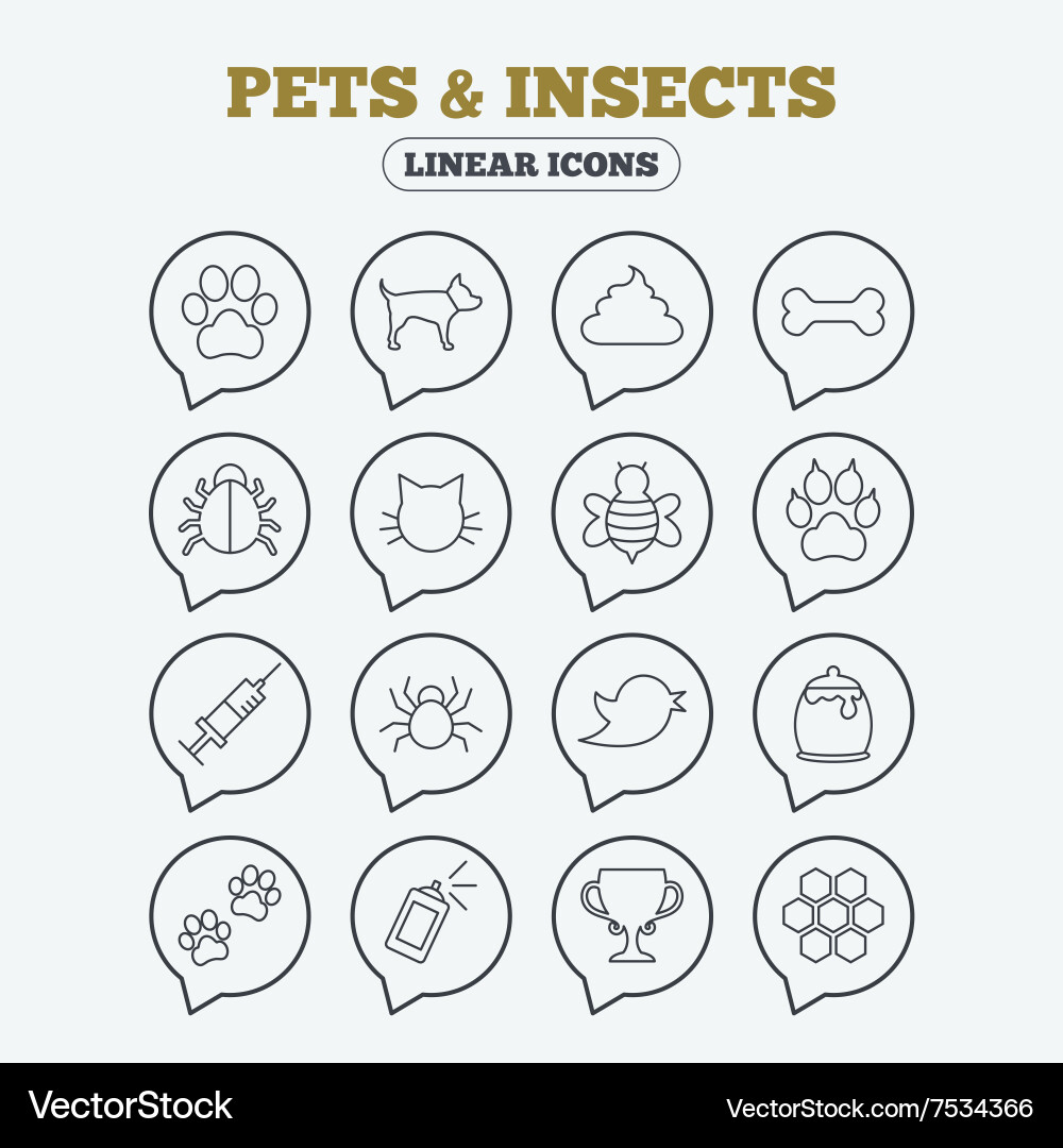 Animal & Insect Icons: Pets, Clutches, & More Vector Image