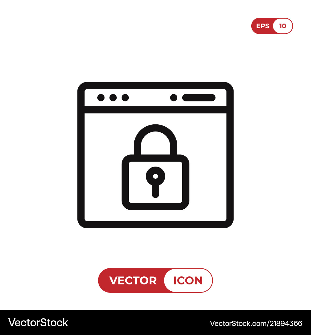 Browser with lock icon Browser with lock icon vector image