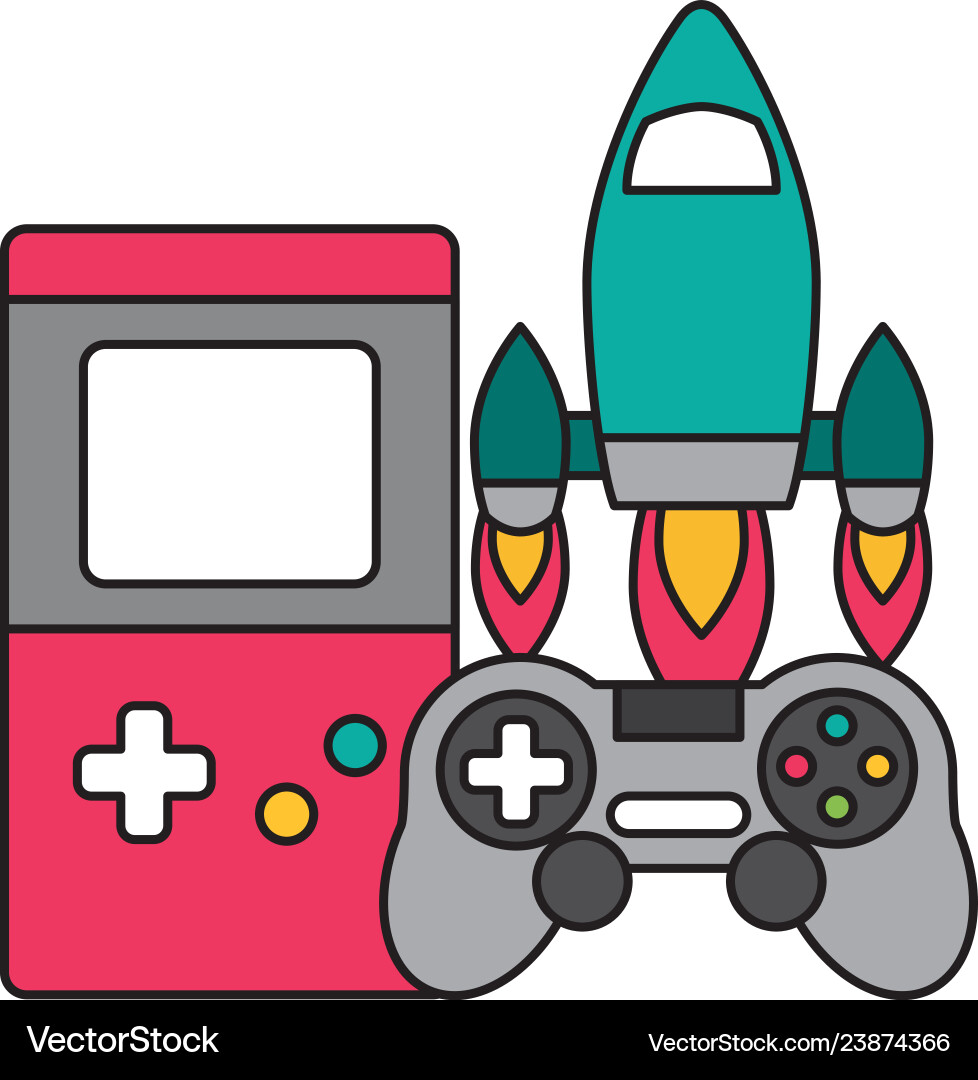 Console controller rocket gadget video game Vector Image
