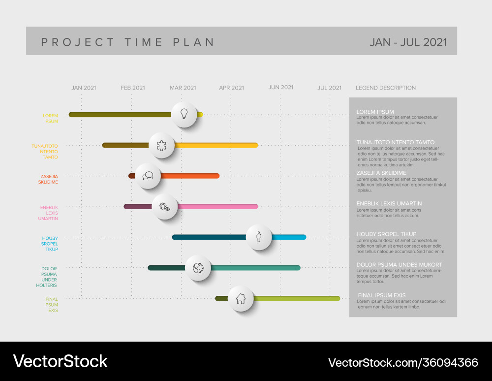 Gantt project production timeline graph Gantt project production timeline graph vector image