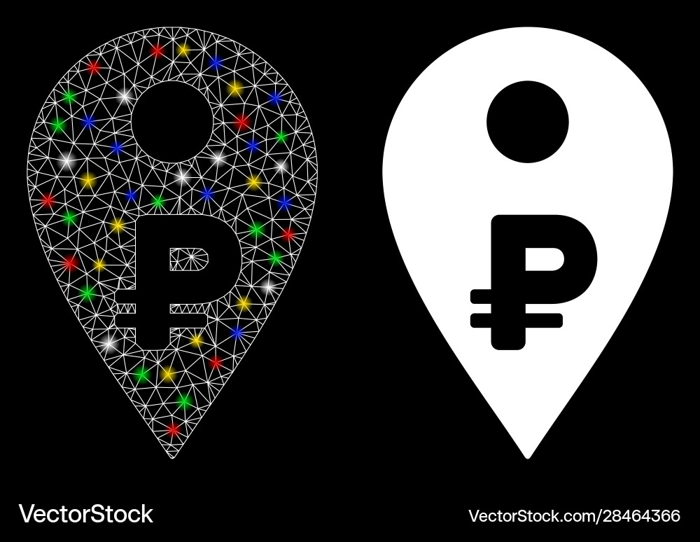 Glossy mesh wire frame rouble map marker icon Glossy mesh wire frame rouble map marker icon Vector Image