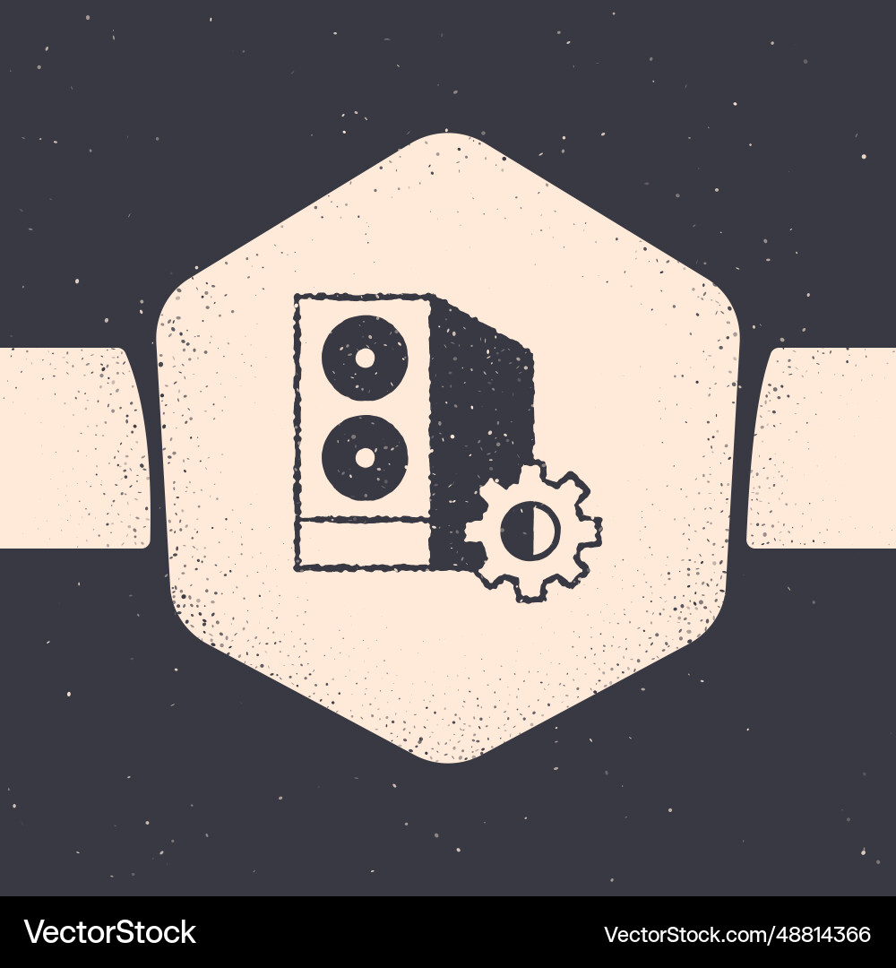 Grunge case of computer setting icon isolated Grunge case of computer setting icon isolated vector image