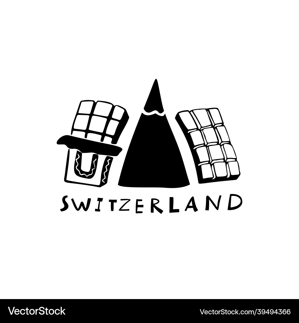 Hand drawn symbols of switzerland travel swiss Hand drawn symbols of switzerland travel swiss vector image