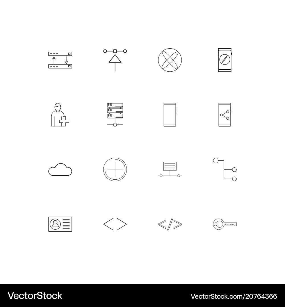 Internet technologies linear thin icons set vector image