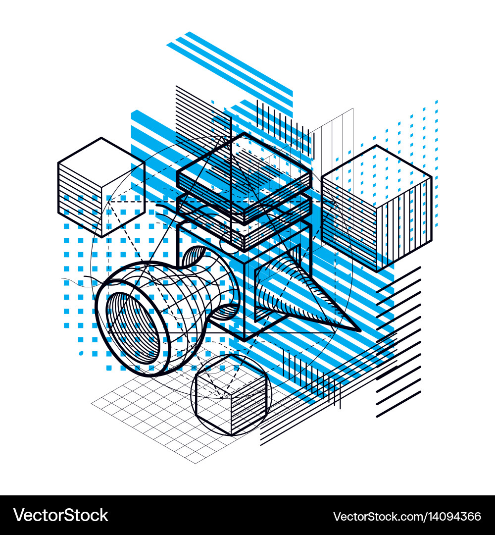 Isometric abstract background with linear Vector Image