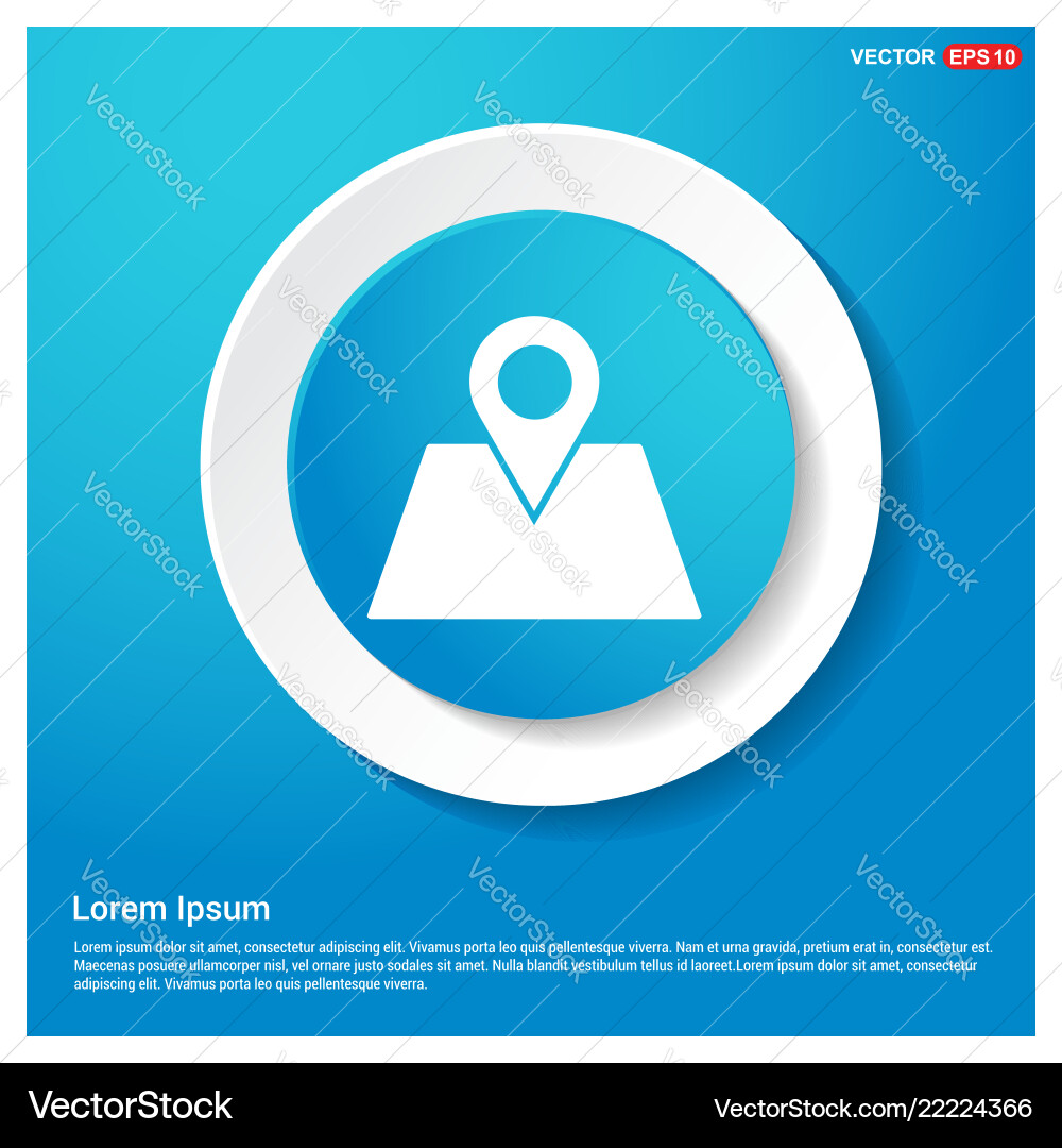 Map with pointer icon abstract blue web sticker Map with pointer icon abstract blue web sticker vector image