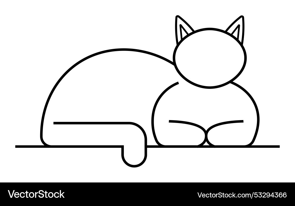 Minimalistic line drawing of a relaxing cat Vector Image