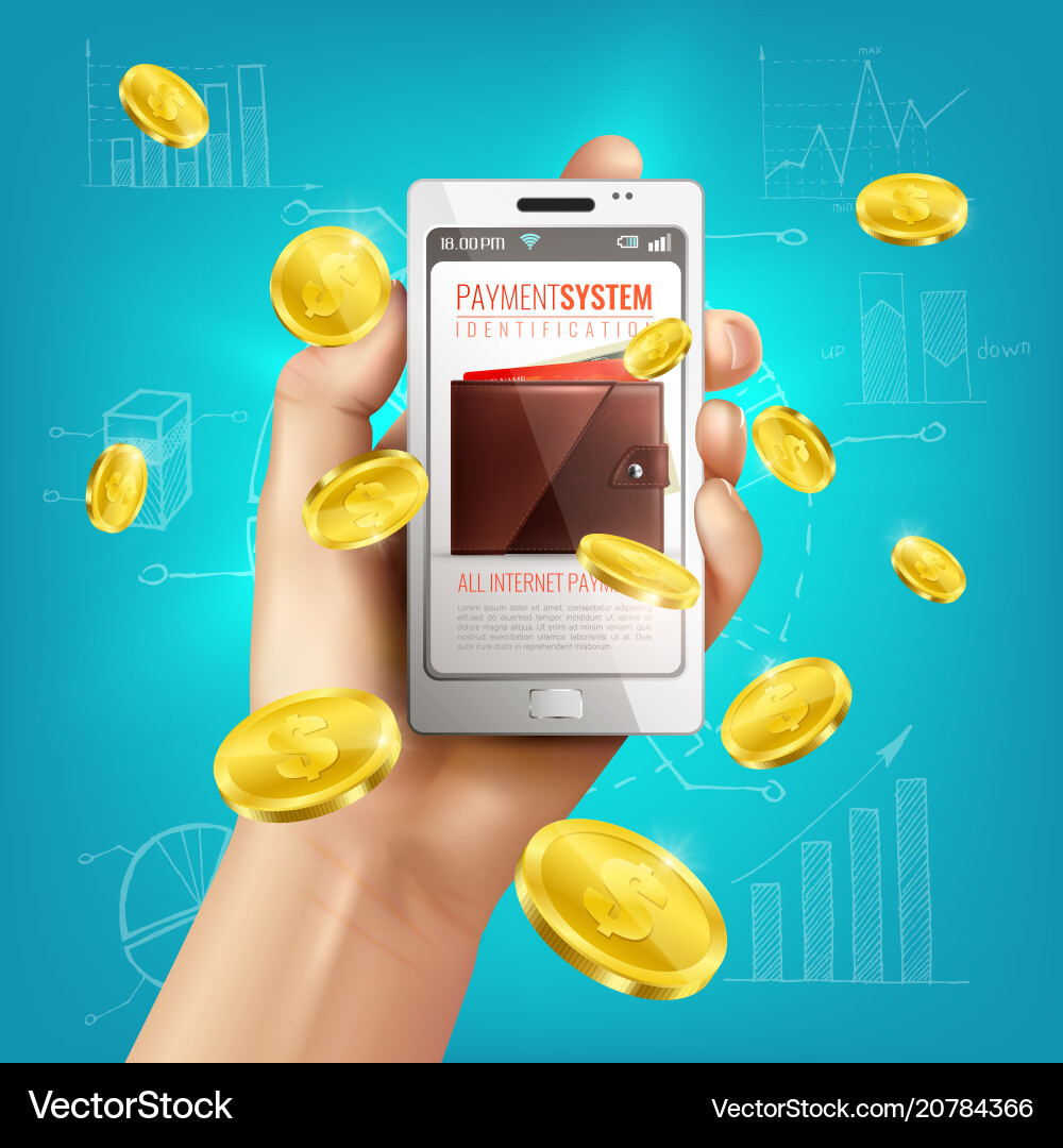 Mobile banking wallet background vector image