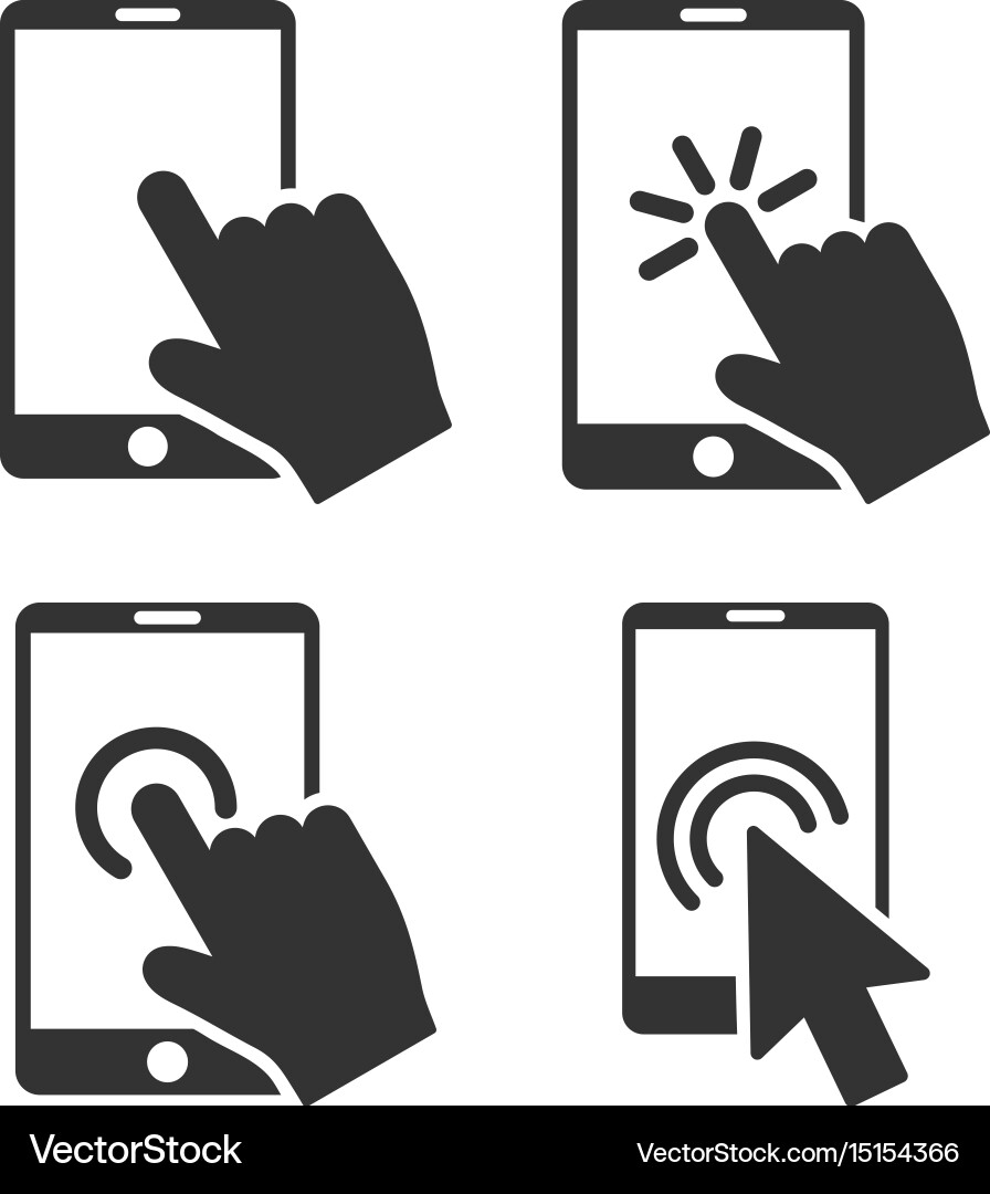Mobile Phone Pointer Icon Set vector image