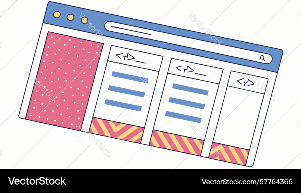 Modern web browser development interface design vector image