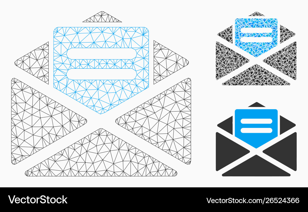 Open mail mesh 2d model and triangle mosaic Open mail mesh 2d model and triangle mosaic vector image