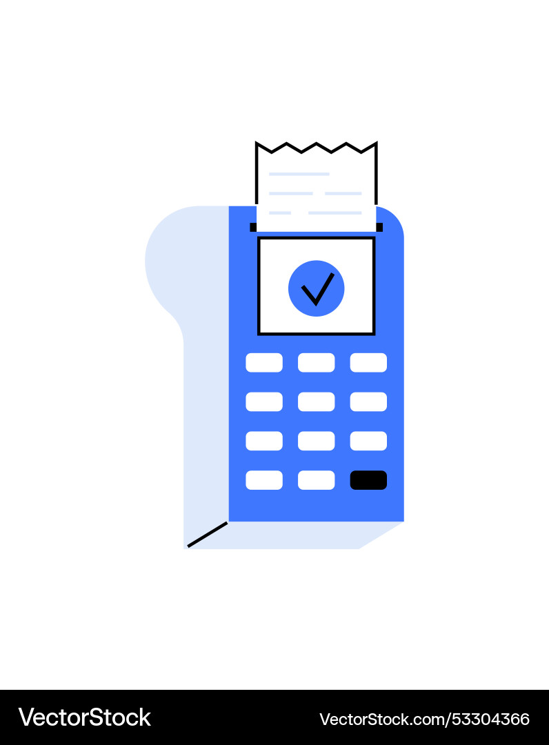 Pos terminal with printed receipt and check mark Vector Image