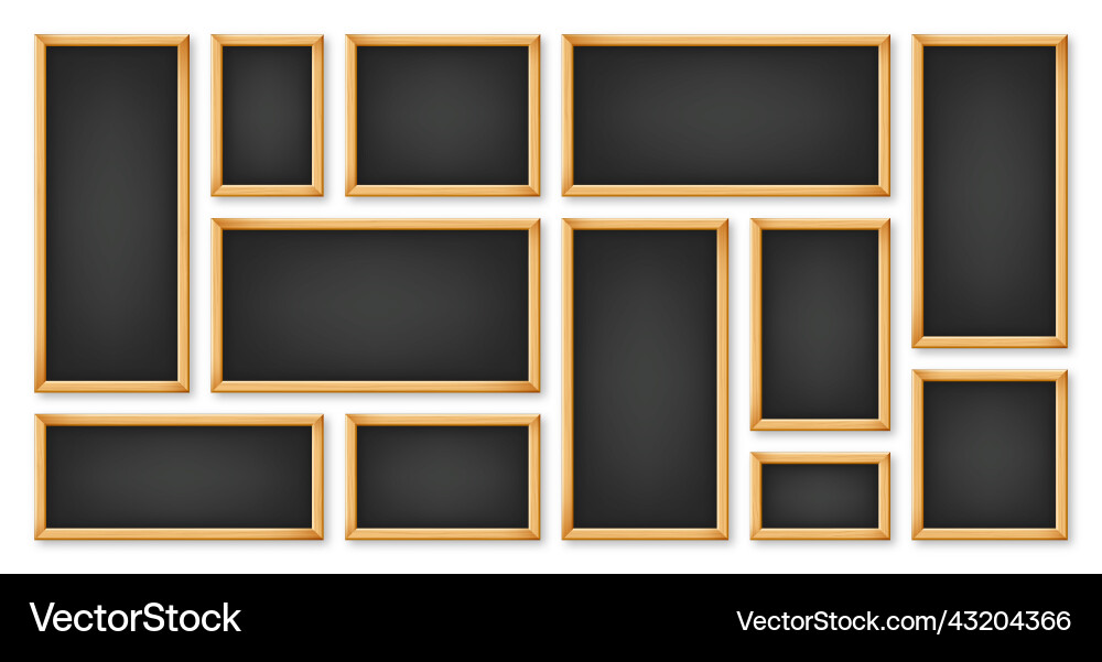 Realistische verschiedene Kreideboards in einem Holzrahmen Realistische verschiedene Kreideboards in einem Holzrahmen vektorbild