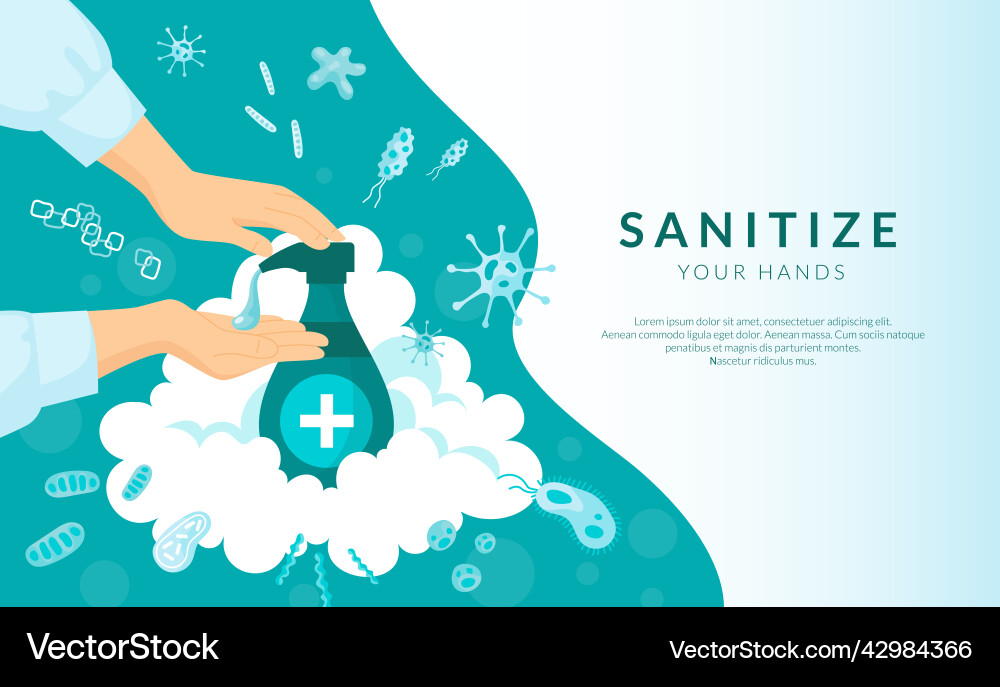 Sanitize hand gel antibacterial and disinfect Sanitize hand gel antibacterial and disinfect vector image