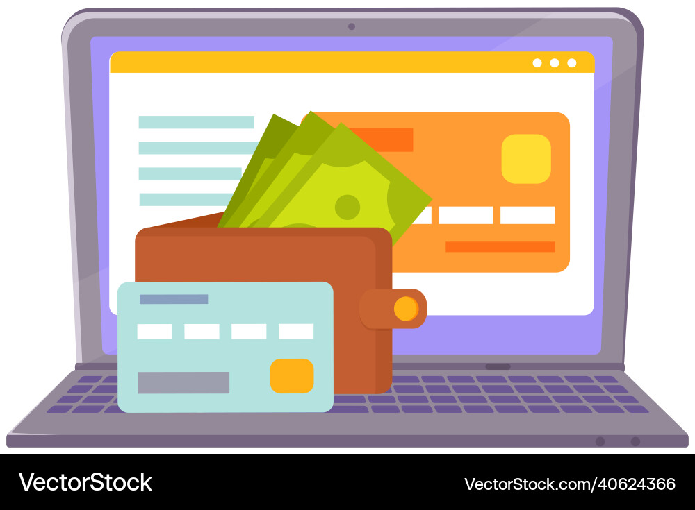 Service payment with computer or banknotes Vector Image