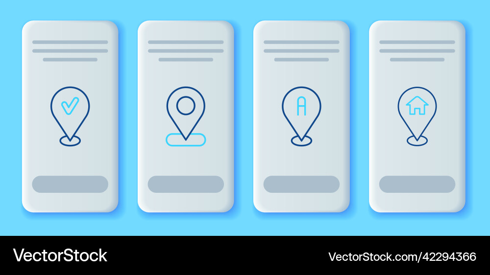 Set line location with check mark and house icon Set line location with check mark and house icon vector image