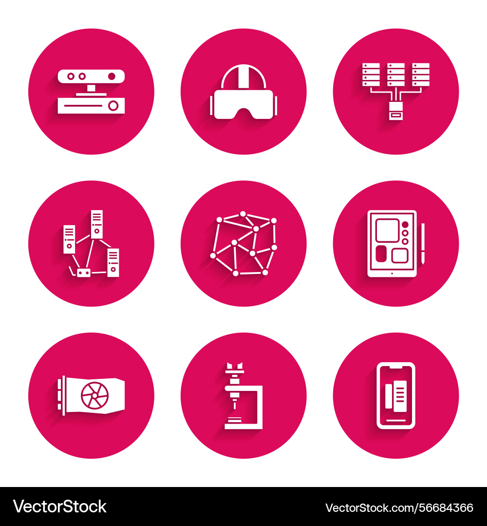 Set neural network microscope smartphone mobile vector image