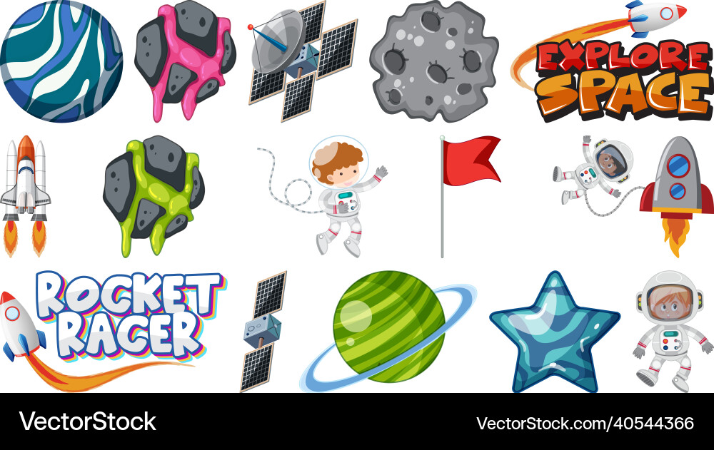 Set of isolated fantasy space game objects Set of isolated fantasy space game objects vector image