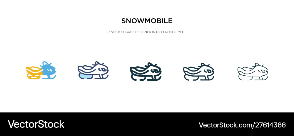 Snowmobile icon in different style two colored Snowmobile icon in different style two colored vector image